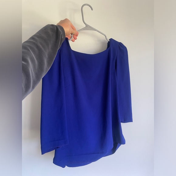 ZARA Royal Blue Puffy Shoulder Blouse with zipper Size 5 - Picture 2 of 4